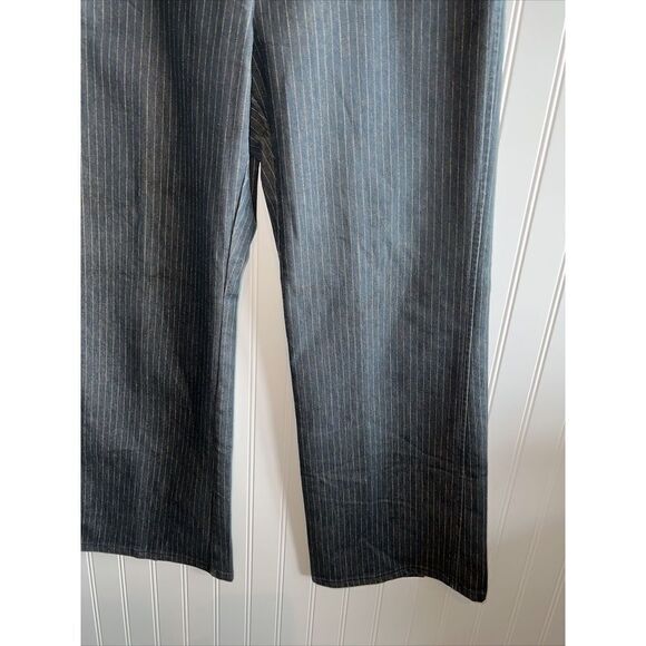 Bently A. Wide Leg Jeans Women’s 12 Blue Split Back Hem Stripped Classic Y2K - Picture 3 of 11